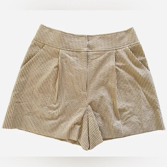 Veronica Beard Haina Seersucker Pleated Shorts Khaki White 6 NWT - Picture 10 of 16